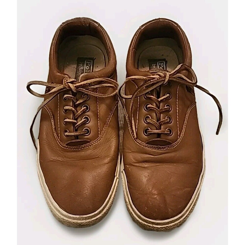 Polo Ralph Lauren‎ Shoes Vaughn Athletic Leather Brown Sneakers Size 8.5 D